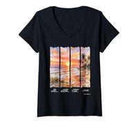 Women's Be Still and Know that I Am God Psalm 46:10 Beach Sunset V-Neck T-Shirt