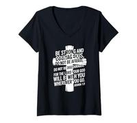 Womens Be Strong and Courageous Joshua 1:9 V-Neck T-Shirt