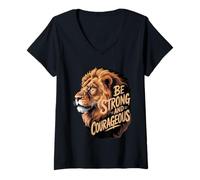 Womens Be Strong and Courageous V-Neck T-Shirt