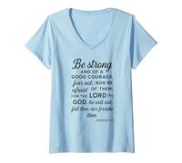 Womens Be Strong and of A Good Courage Joshua 1:9 Bible Verse Pray V-Neck T-Shirt