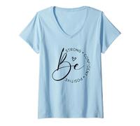 Womens Be Strong Confident Positive V-Neck T-Shirt