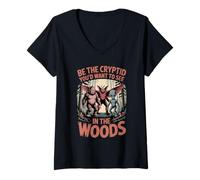 Women's Be The Cryptid Folklore Sasquatch Cryptozoology Cryptid V-Neck T-Shirt