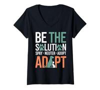 Womens Be The Solution Spay Neuter Adopt Animal Lovers V-Neck T-Shirt
