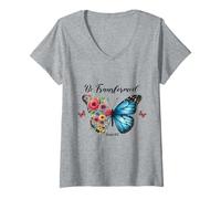 Womens Be Transformed Christian Scripture Quote V-Neck T-Shirt