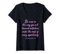 Women's Be Wise Toward Outsiders Colossians 4:5 Bible Verse Wisdom V-Neck T-Shirt