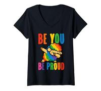 Womens Be You Be Proud LGBTQ+ Rainbow Sheep Pride V-Neck T-Shirt