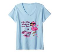 Womens Be Yourself - Why Fit in When You were Empowering Flamingo V-Neck T-Shirt