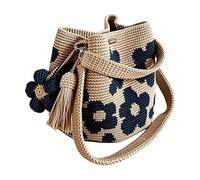 Women's Beach Bag, Crochet, Floral Pattern Boho Shoulder Bag, Crochet Shoulder Bag, Women's Girls Everyday Commuting Daily Paths Shopping Outdoor Holiday Travel Party Celebrations, blue, Siehe