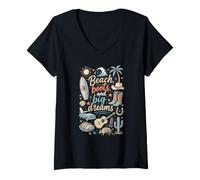 Women's Beach Boots Big Dreams Surf Palm Tree Cowboy Country V-Neck T-Shirt