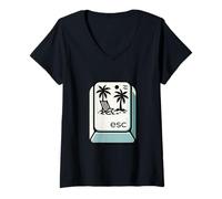 Womens Beach by The Sea, Sandy Beach, V-Neck T-Shirt