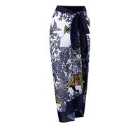 Womens Beach Cover Up Sarong Swimsuit Cover-Up,Long Bikini Sheer Scarf Bathing Suit Bottom (Color : Dark Blue, Size : One Size)