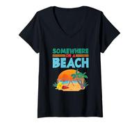 Women's Beach Holiday Summer Vacation Somewhere On A Beach V-Neck T-Shirt