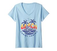 Womens Beach Life Saint Croix U.S. Virgin Islands USVI V-Neck T-Shirt