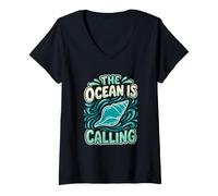 Women's Beach Lover Ocean Calling Beachcomber V-Neck T-Shirt