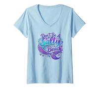 Women's Beach Mermaid Don't Be A Salty Beach Siren Attitude V-Neck T-Shirt
