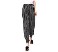 Women's Beach Printed Bloomers Pants Ladies Casual Low Waist Bohemian Pants Ladie's Hippie Harem Trousers Cuffed Yoga Pant Large Wide Leg Pants for Women Black