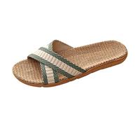 Women's Beach Shoes Summer - Summer Shoes Peep Toe Slippers Flat Slides Comfortable Slippers Bohemia Women's Sandals Breathable Leisure Shoes Robust Water Sandals for Summer Swimming Pool, Green, 5 UK