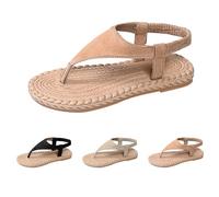 Women's Beach Slide, Large Size, Chic and Comfortable Summer Sandal, Ankle Strap Sandals, Flat Slides, Casual Lightweight Flip-Flop, Outdoor Breathable Sandals Soft Sole 36-43, Black, 8 UK