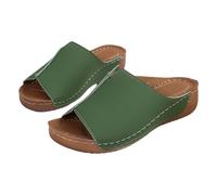 Women's Beach Slope Heel Slippers Hollow Casual Slippers Slope Bottom Shoes Sandals Cleaning Slipper for Women Green