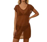 Women's Beach Swimsuit Cover Up Elegant Short Sleeve Printed Tunic Dress For Layering Over A Lightweight Mesh Swimsuit Ideal For The Beach Or For A Flowy Look