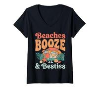 Women's Beach Vacation Friends Summer Cocktail Ocean Pool Party V-Neck T-Shirt