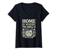 Women's Beachcomber Home is Where The Shell is Seashell Collector V-Neck T-Shirt
