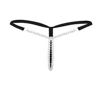 Women's Beaded Panties Cutout Tummy Control Underwear Briefs Thong Slutty Breathable Thongs Sexy Tangas Cheeky Naughty G String Lingerie Pearl Hipster Butt Lifting Hipsters Stretch Black