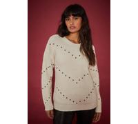 Womens Beaded Zig Zag Christmas Jumper Ivory XL
