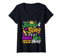 Womens Beads & Bling It's A Mardi Gras Thing V-Neck T-Shirt