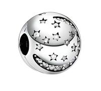 Women's Beads Murano Glass Charms for Pandora Bracelet - Sterling Silver Bead Birthstone Mum 16th 18th 21st Birthday Charm (Star Moon)