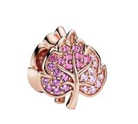 Women's Beads Murano Glass Charms for Pandora Bracelet - Sterling Silver Bead Birthstone Mum 16th 18th 21st Birthday Charm (Leaves)