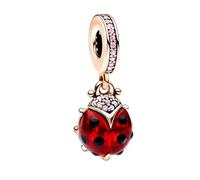 Women's Beads Murano Glass Charms for Pandora Bracelet - Sterling Silver Bead Birthstone Mum 16th 18th 21st Birthday Charm (Ladybug)