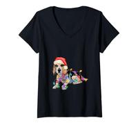 Womens Beagle Christmas Tree Lights, The Soul Keeper V-Neck T-Shirt