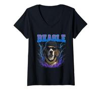 Womens Beagle Gangster - Funny Dog Weird Trashy Meme V-Neck T-Shirt
