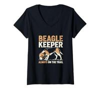 Women's Beagle Keeper Always On The Trail Dog Lover V-Neck T-Shirt