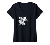 Women's Beagle Mother Wine Lover Funny V-Neck T-Shirt