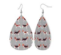 Womens beagle patterns Print Leather Earrings Teardrop Dangle Earrings Jewelry Outfits Accessories