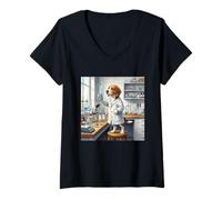 Women's Beagle Scientist Dog Laboratory Experiment Scene V-Neck T-Shirt