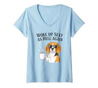 Women's Beagle Woke Up Sexy As Hell Again Funny Coffee V-Neck T-Shirt