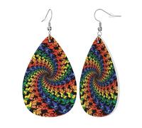 Womens Bear Dancing Tie Dye Print Leather Earrings Teardrop Dangle Earrings Jewelry Outfits Accessories