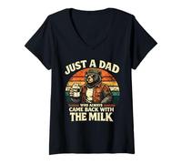 Women's Bear Papa - Just A Dad Who Always Came Back with The Milk V-Neck T-Shirt