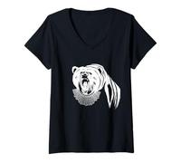Women's Bear with Ruth Bader Ginsburg Collar I Dissent RGB V-Neck T-Shirt