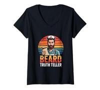 Womens Beard Nurse - Beard Truth Teller Vintage V-Neck T-Shirt
