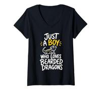 Women's Bearded Dragon Kids Beardie Boy Bearded Lizard V-Neck T-Shirt