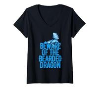 Womens Bearded Dragon Respect the Beard Beware of Reptile V-Neck T-Shirt