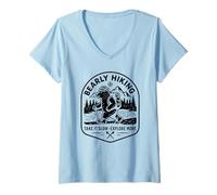 Womens Bearly Hiking Take It Slow Explore More Bear Funny V-Neck T-Shirt