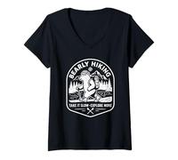 Womens Bearly Hiking Take It Slow Explore More Bear Funny V-Neck T-Shirt