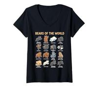 Women's Bears of the World Mammals Educational Chart V-Neck T-Shirt
