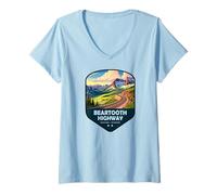 Womens Beartooth Highway National Scenic Byway Shield V-Neck T-Shirt