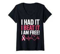 Women's Beat Breast Cancer Survivor Pink Ribbon V-Neck T-Shirt